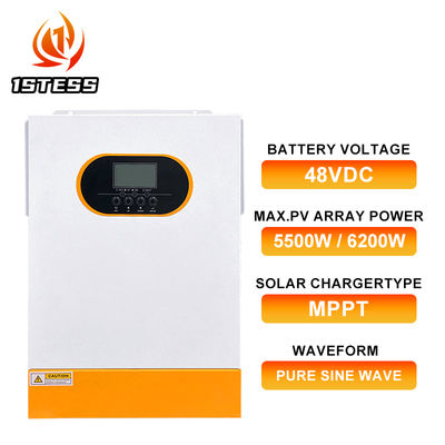 48V 5.5kw 6.2kw Hybrid Solar Inverter Pure Sine Wave Single Phase Solar Hybrid Inverter 6200W 6.2KVA Off Grid Solar Inverter